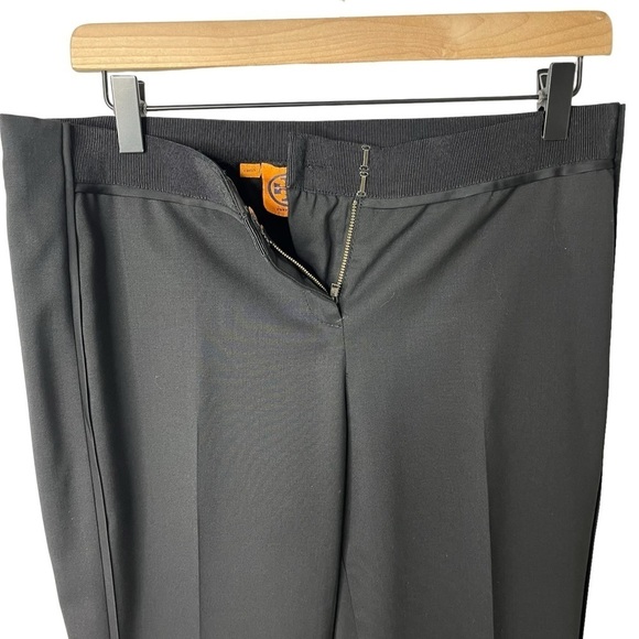 Tory Burch Wool Straight Leg Pants Black Size 8 Grosgrain Waistband - Picture 3 of 7